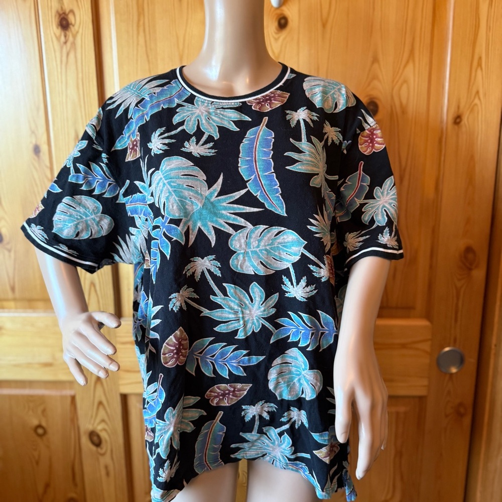 Huntington Beach Club Womens Top Plus Size 2X Tropical Beach